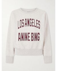 Anine Bing - Harry Embroidered Cotton-Blend Sweatshirt - Lyst