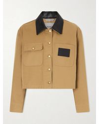 Balenciaga - Cropped Leather-Trimmed Cotton-Canvas Jacket - Lyst