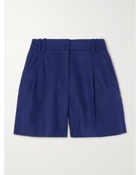 Another Tomorrow - Pleated Linen Shorts - Lyst