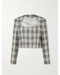 Alessandra Rich - Verkürzte Jacke Aus Wolle Mit Glencheck-Muster - Lyst
