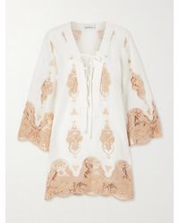 Miguelina - Sonnet Broderie Anglaise Linen Coverup - Lyst