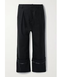 R13 Cropped Satin-trimmed Wool-twill Trousers - Black
