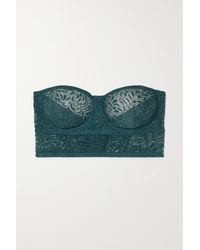 Else Acacia Lace Underwired Strapless Balconette Bra - Green