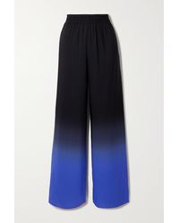 Damen Bekleidung Hosen und Chinos Hose mit gerader Passform The Row Seide Hose aus Seiden-Crêpe in Blau 