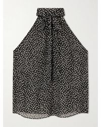 Nili Lotan - Alla Halterneck Polka-Dot Silk-Chiffon Blouse - Lyst