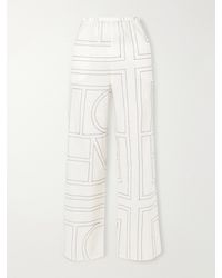 TOTEME - Embroidered Organic Cotton And Lyocell-Blend Wide-Leg Pants - Lyst