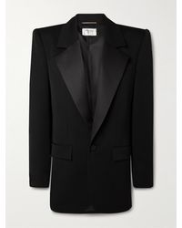 Saint Laurent - Grain De Poudre Wool And Silk-Satin Blazer - Lyst