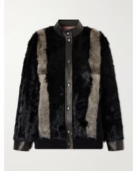 Valentino Garavani - Leather-Trimmed Striped Shearling Jacket - Lyst