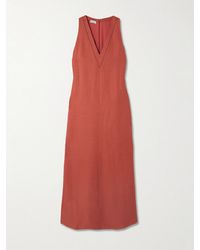 Brunello Cucinelli - Bead-Embellished Twill Midi Dress - Lyst