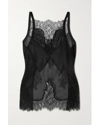 Dion Lee Chantilly Lace-trimmed Mesh Camisole - Black