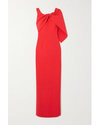 Safiyaa Knotted Draped Stretch-crepe Gown - Red