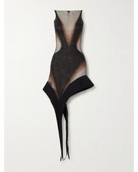 Mugler - Asymmetric Scuba-Trimmed Stretch-Tulle Mini Dress - Lyst