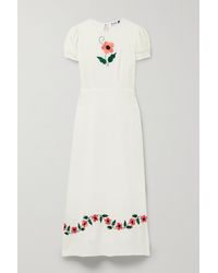 RIXO London Aurelia Embroidered Voile Maxi Dress - White