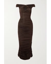 Alex Perry Knox Off-the-shoulder Cutout Stretch-jersey Midi Dress - Brown
