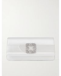 Manolo Blahnik - Gothisi Crystal-Embellished Satin Clutch - Lyst