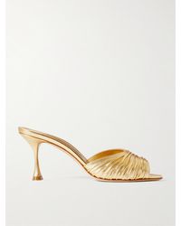 Manolo Blahnik - Pirua 70 Mules Aus Metallic-Leder - Lyst