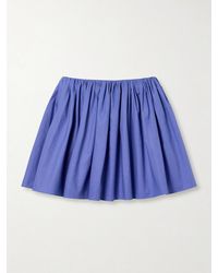 Brandon Maxwell - The Hadley Gathered Cotton-Blend Poplin Mini Skirt - Lyst