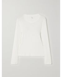 Leset - Pointelle-Knit Cotton-Jersey Top - Lyst