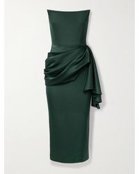 Alex Perry - Strapless Draped Satin-Crepe Midi Dress - Lyst
