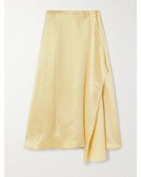 Abadia - Verlap Draped Frayed Dupioni Wrap Maxi Skirt - Lyst