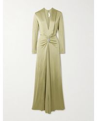 Victoria Beckham - Robe Aus Glänzendem Jersey Mit Raffungen Und Kristallen - Lyst