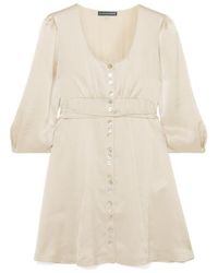 ALEXACHUNG Satin Mini Dress - Natural