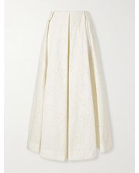 Agua Bendita - Delta Playa Broderie Anglaise Cotton Midi Skirt - Lyst