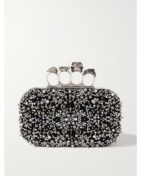 McQueen - Four Ring Clutch Aus Veloursleder Mit Verzierungen - Lyst