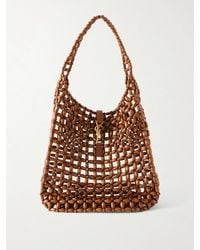 Saint Laurent - Le 5 À 7 Large Leather-Trimmed Beaded Wood Shoulder Bag - Lyst