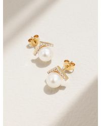 Mateo - 14-Karat, Diamond And Pearl Earrings - Lyst