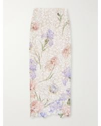 Oscar de la Renta - Floral-Print Scalloped Guipure-Lace Midi Skirt - Lyst