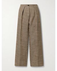 Acne Studios - Pleated Checked Linen-Blend Wide-Leg Pants - Lyst