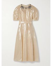 Erdem - Crystal-Embellished Sequined Organza Midi Dress - Lyst