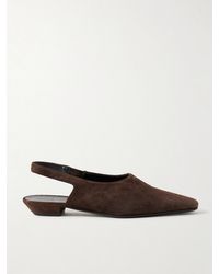 KHAITE - Celia Suede Slingback Flats - Lyst