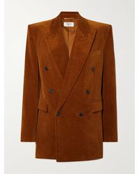 Saint Laurent - Double-Breasted Cotton-Corduroy Blazer - Lyst