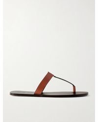 Saint Laurent - Cassandra Embellished Leather Thong Sandals - Lyst