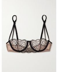 Kiki de Montparnasse - Ondule Silk-Blend Trimmed Embroidered Tulle Balconette Bra - Lyst