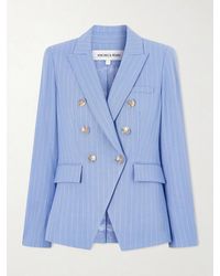 Veronica Beard - Miller Double-Breasted Pinstriped Woven Blazer - Lyst