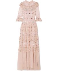 Needle & Thread Eden Tiered Embellished Tulle Gown - Pink