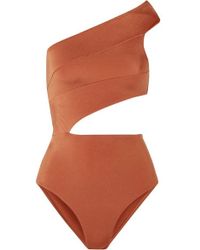 OYE Swimwear Veronique Badeanzug Mit Asymmetrischer Schulterpartie Und Cut-outs - Braun