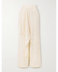 Johanna Ortiz - Calma Draped Satin-Jacquard Straight-Leg Pants - Lyst