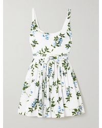 Emilia Wickstead - Eglantine Belted Gathered Floral-Print Cotton-Poplin Mini Dress - Lyst