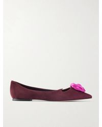 Roger Vivier - Rose Ball Embellished Suede Ballet Flats - Lyst