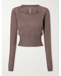 Rick Owens - Cropped Cut-Out Virgin Wool Sweater - Lyst