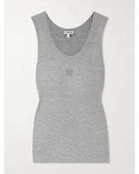 Loewe - Anagram Tanktop Aus Geripptem Seiden-Jersey Mit Stickerei - Lyst