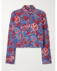 Alix Of Bohemia - Clarke Delft Hive Cropped Embellished Printed Cotton Jacket - Lyst