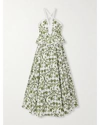 Giambattista Valli - Floral-Print Cotton-Poplin Peplum Maxi Dress - Lyst