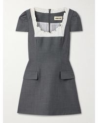 ShuShu/Tong - Ruffled Wool-Blend Gauze-Trimmed Twill Mini Dress - Lyst