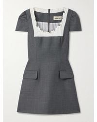 ShuShu/Tong - Ruffled Wool-Blend Gauze-Trimmed Twill Mini Dress - Lyst