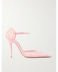 AMINA MUADDI - Barbara Leather-Trimmed Lace Pumps - Lyst